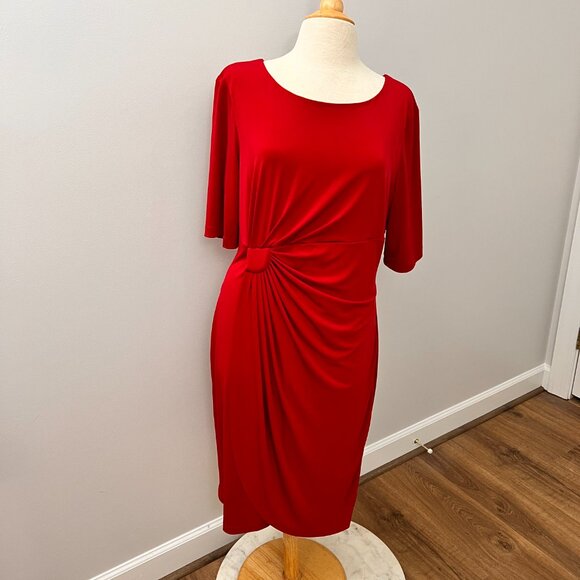NorthStyle Dresses & Skirts - North Style Red Rouched Cinch Waist Dress Sz 16